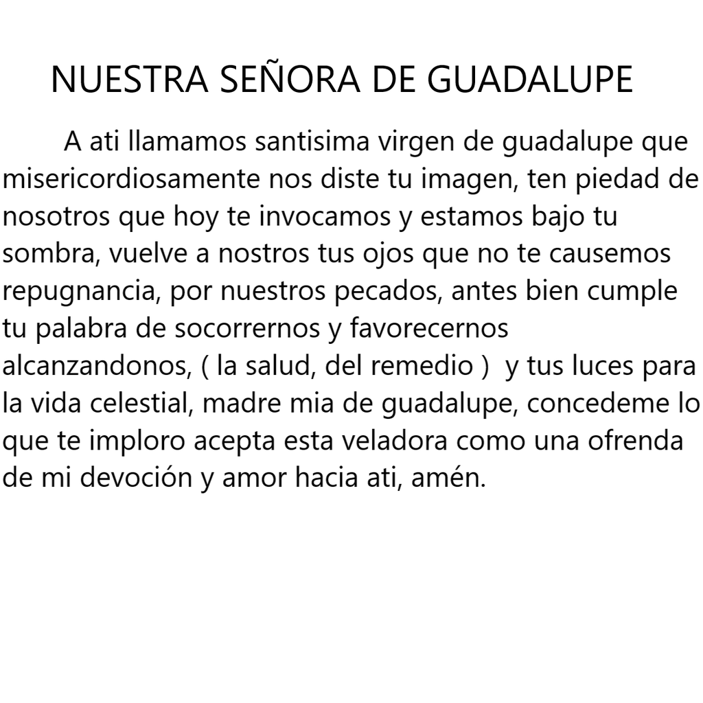 Nuestra Señora De Guadalupe Velas México VM13238