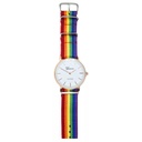 Reloj Análogo Orgullo Lgbt 38mm Sin Segundero Arcoíris Rosa