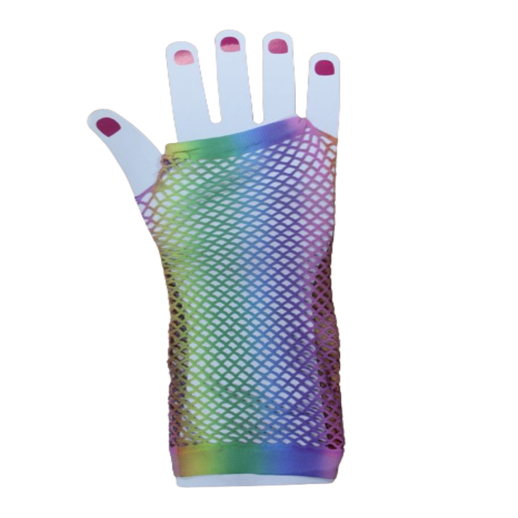 Guantes De Red Malla Larga Rock Sexy Colores Arcoíris LGBT