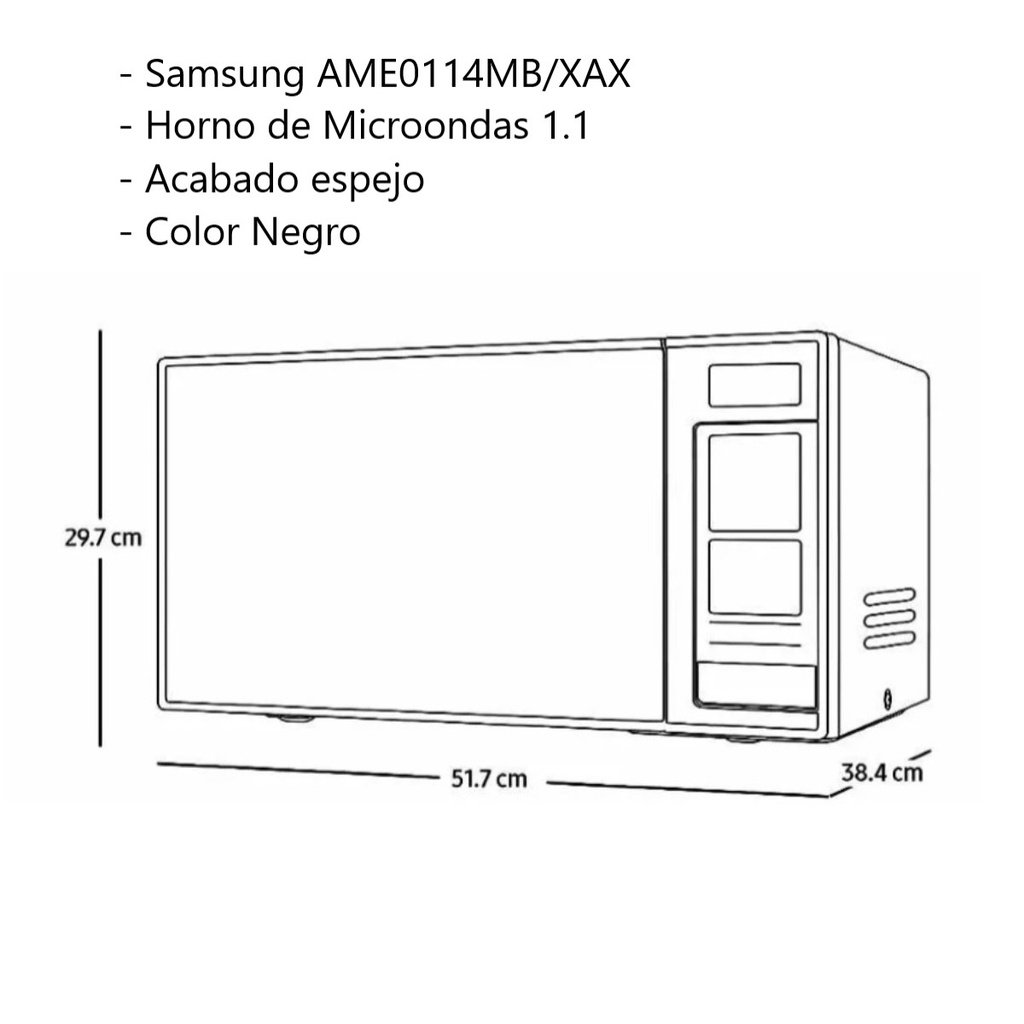Horno De Microondas Samsung Ceramic 1.1 Pies Acabado Espejo