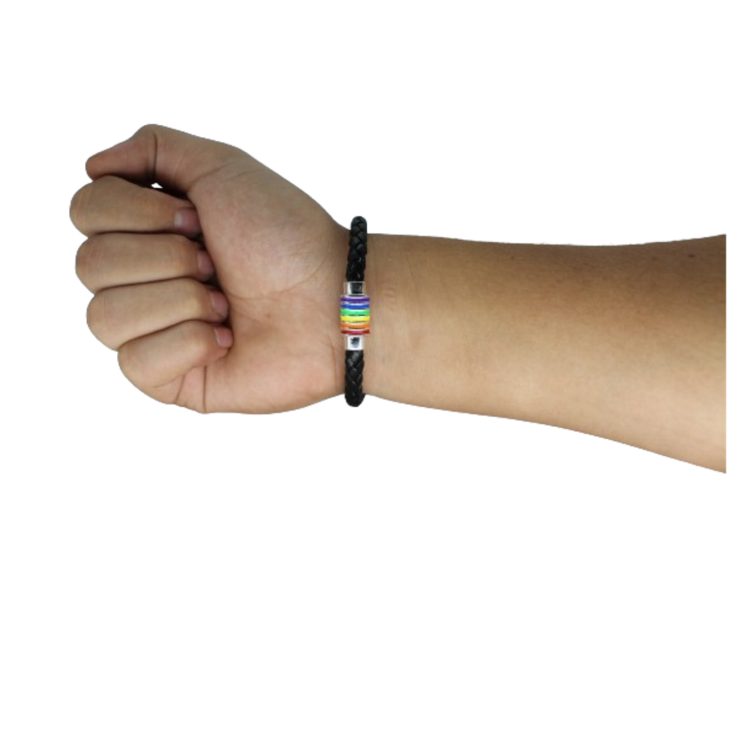 Pulsera Orgullo LGBT Cierre Con Imán Negro Trenzada