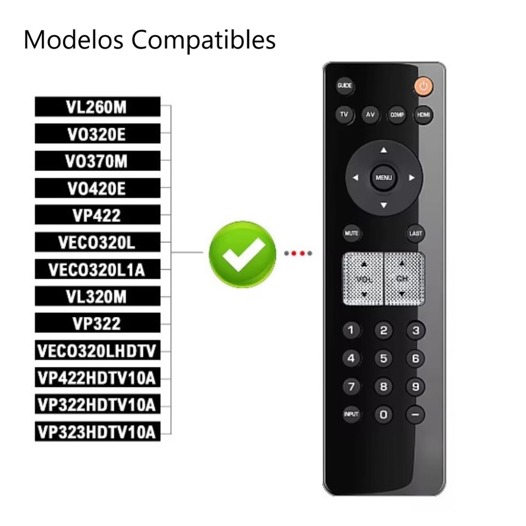 Control Remoto Remplazo Vizio Vr2 Negro