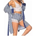 Coordinado Conjunto Pijama Rayas Azul Con Blanco