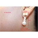 Aretes De Moño Con 3 Perlas De Acero Inoxidable