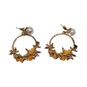Aretes De Flores Amarillas Con Perla Acero Inoxidable