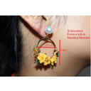 Aretes De Flores Amarillas Con Perla Acero Inoxidable