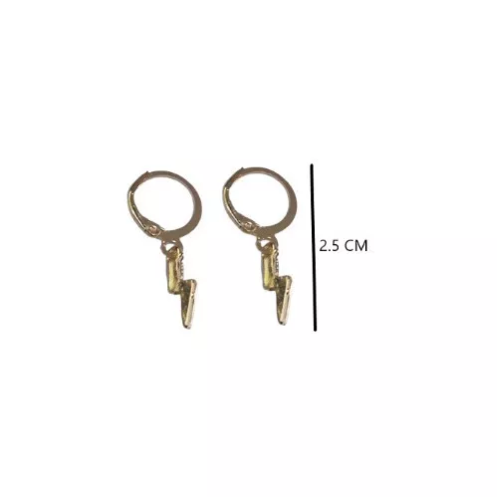 Aretes Argolla Pequeña Dije Rayo Plateado Y Dorado