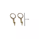 Aretes Argolla Pequeña Dije Rayo Plateado Y Dorado