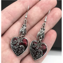 Pendientes O Aretes Góticos Corazón Rojo Colgantes