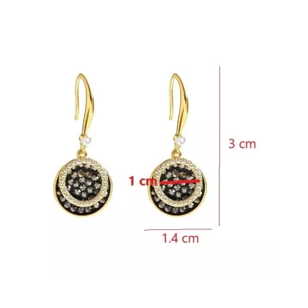 Pendientes O Aretes Dorados Círculos Imitación Diamante