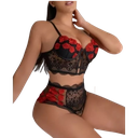 Coordinado Lencería Muy Cómodo Estampado Rosas Super Sexy