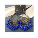 Pendientes O Aretes India Kundan Azul Colgantes