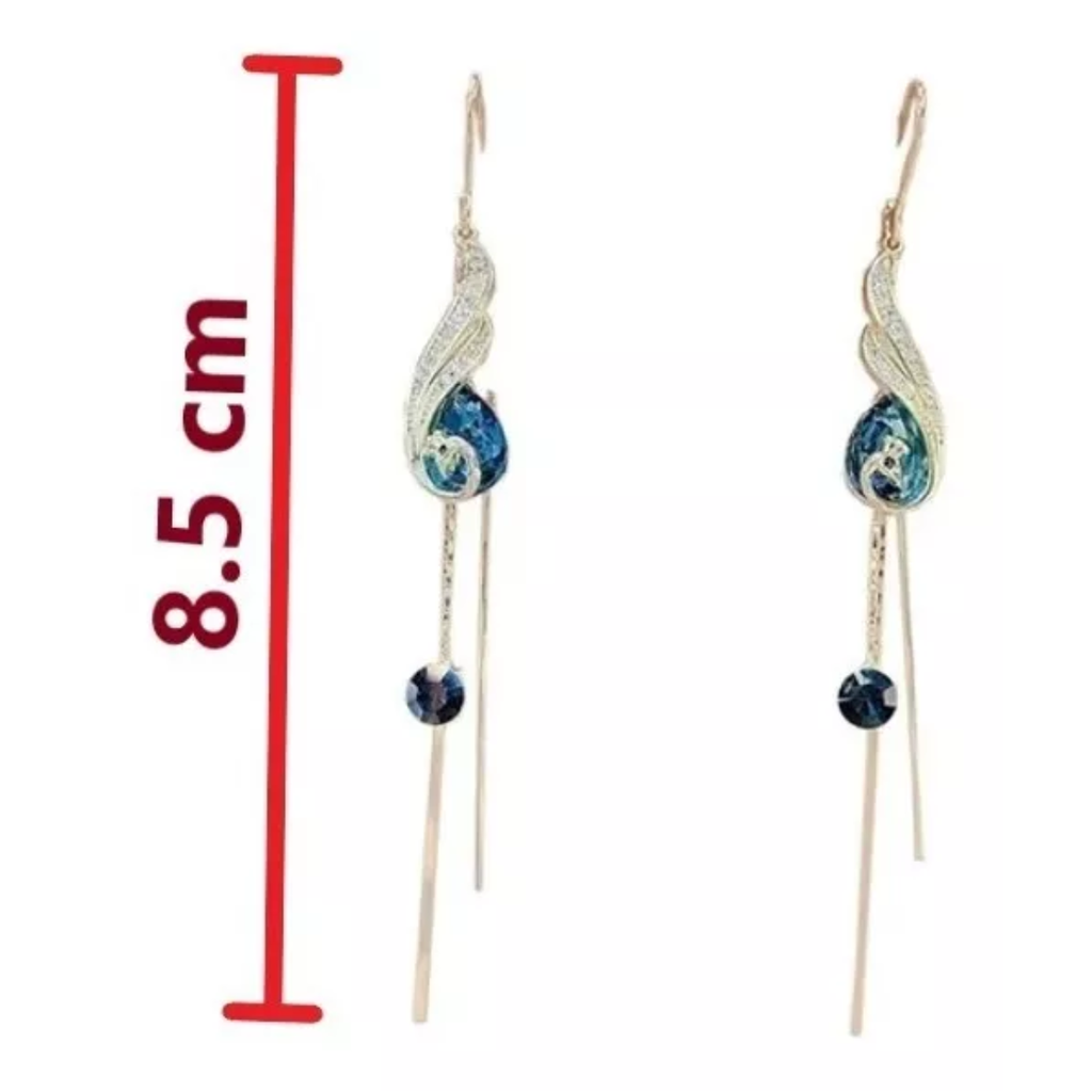 Pendientes De Pavo Real Par Aretes Colgantes Con Piedra Azul