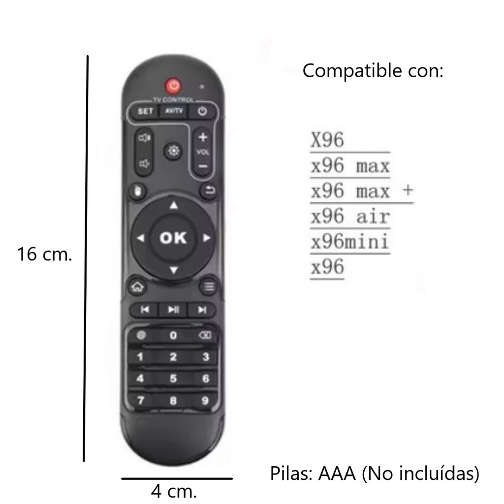 Control A Distancia IR Para Android TV Box, H96 Max, tX3, X96, Reemplazo