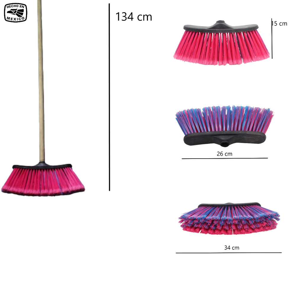 Escoba Tipo Cepillo De Plástico Con Bastón Fp-012