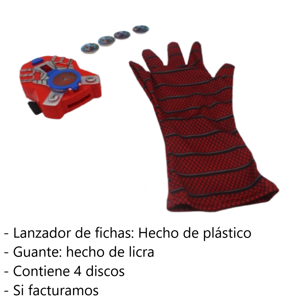 Guante Lanzador Fichas Spiderman De Marvel ! Lanzador Disco
