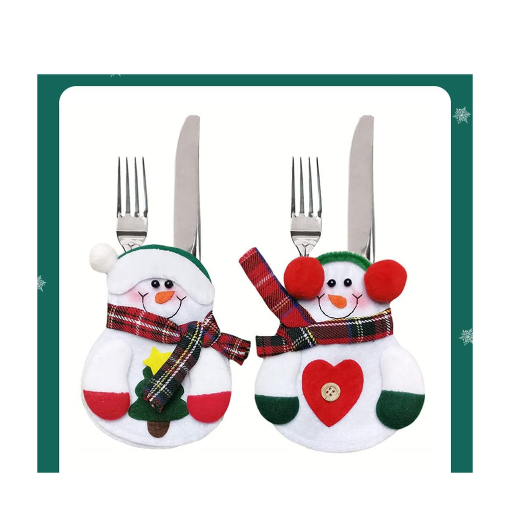 Adornos Navideños Para Cubiertos 2 Piezas Muñeco De Nieve