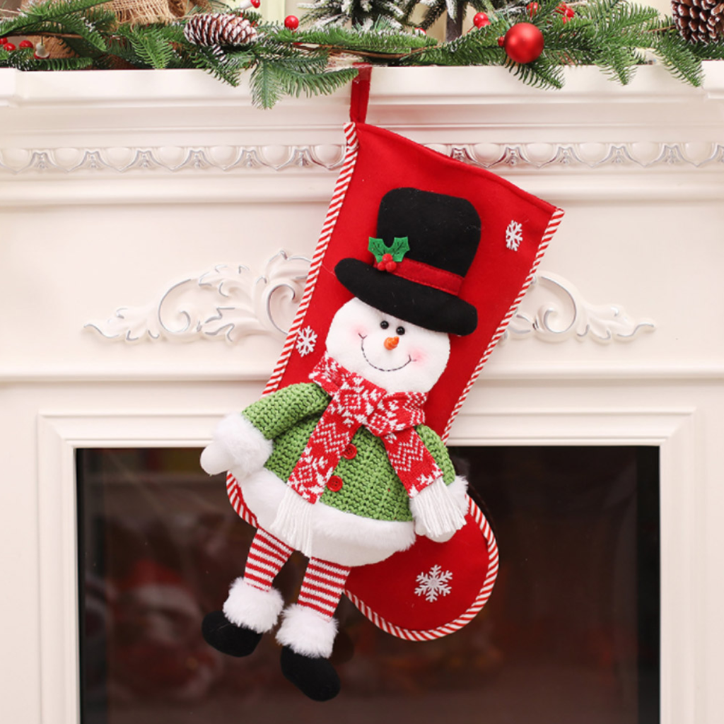 Bota Navideña Muñeco De Nieve Decoración Para Fiestas