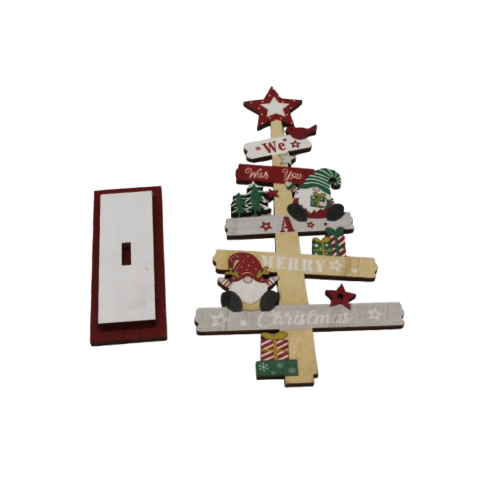 Adorno Navideño Pino De Madera Para Escritorio