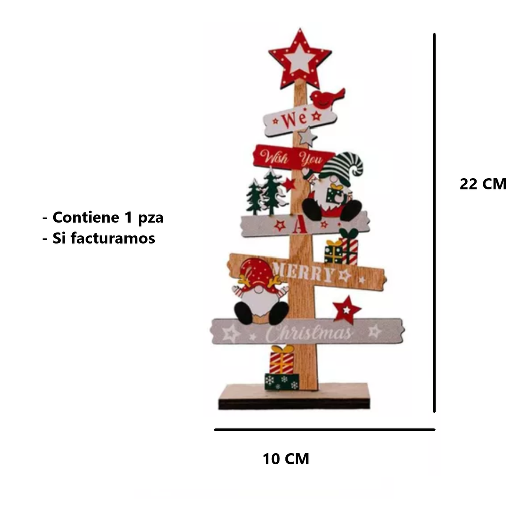 Adorno Navideño Pino De Madera Para Escritorio