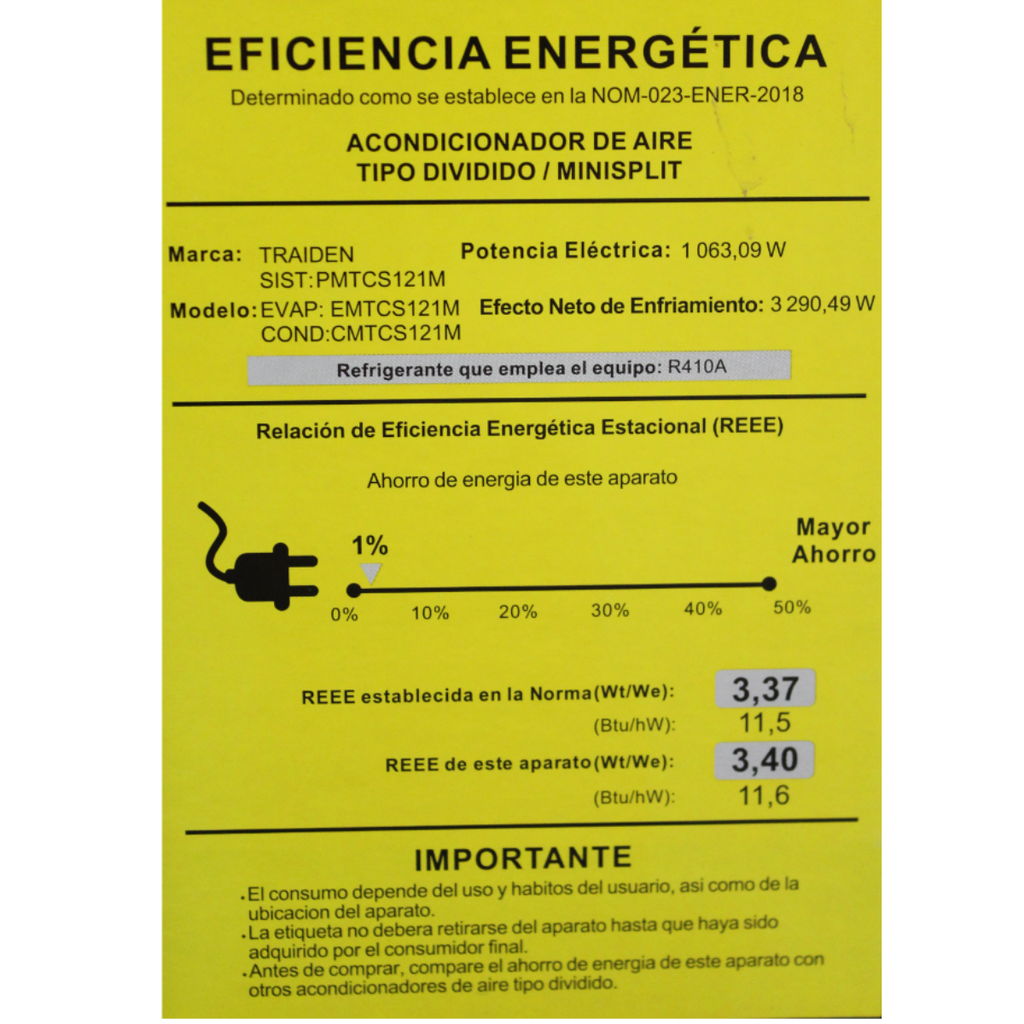 Minisplit Traiden Standard 12k Btus 110v Solo Frio Con Wifi