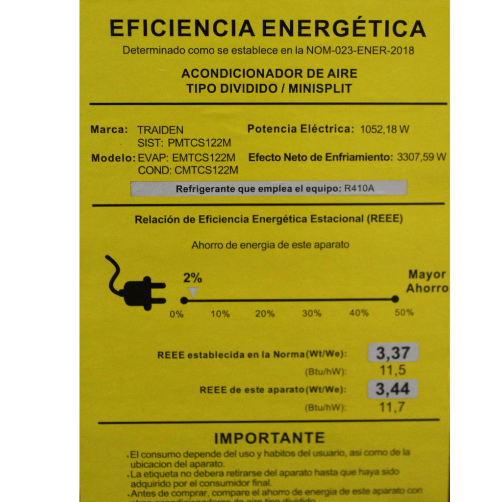 Minisplit Traiden Standard 12k Btus 220v Solo Frio Con Wifi