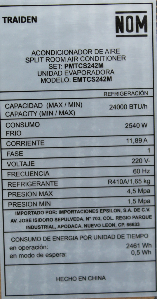 Minisplit Traiden Standard 24k Btu 220 V Solo Frío Con Wifi