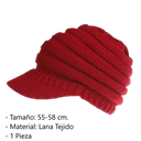 Gorro De Punto Cálido Con Visera Para Cola De Caballo C.C.