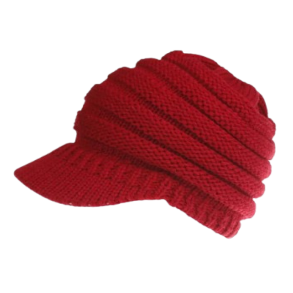 Gorro De Punto Cálido Con Visera Para Cola De Caballo C.C.