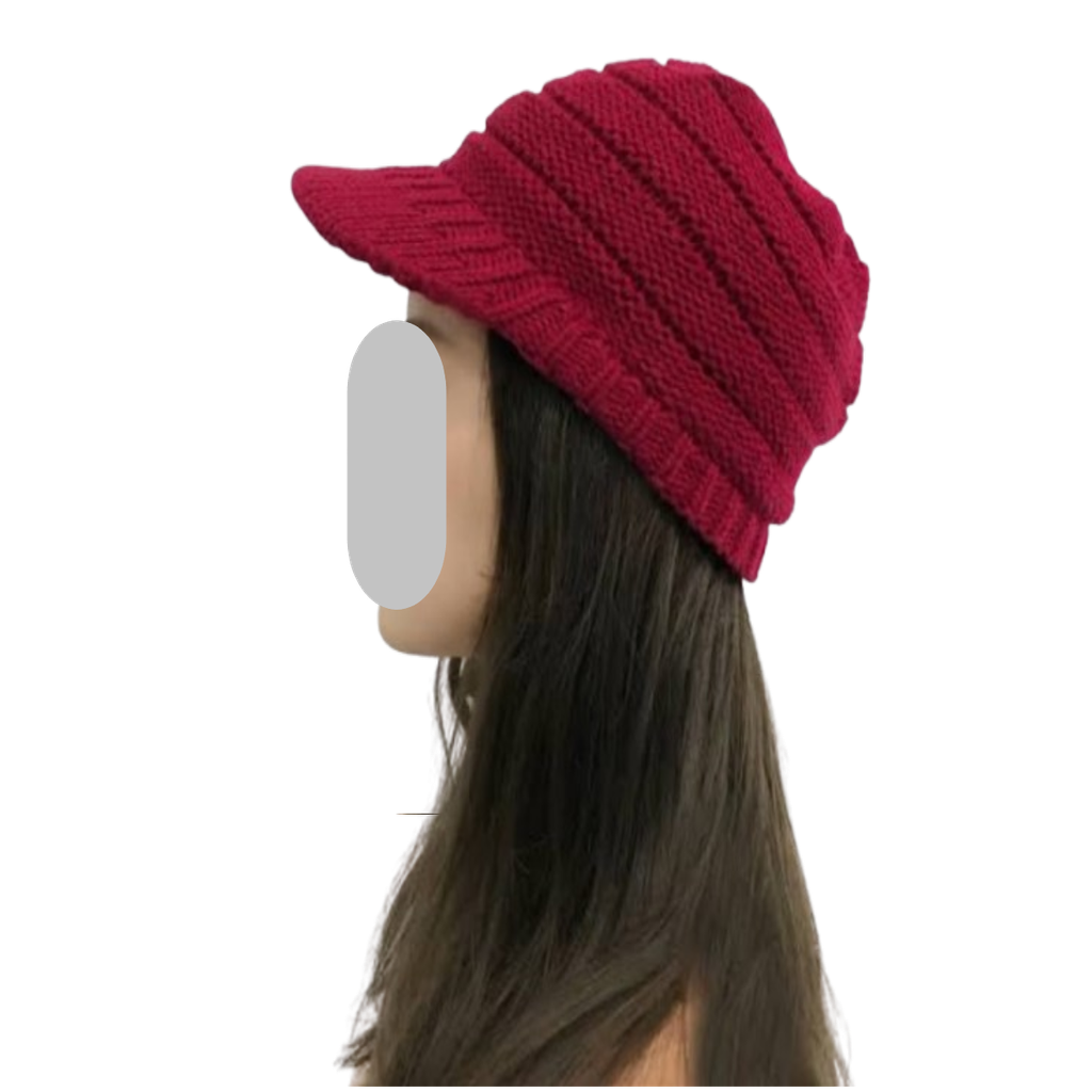 Gorro De Punto Cálido Con Visera Para Cola De Caballo C.C.
