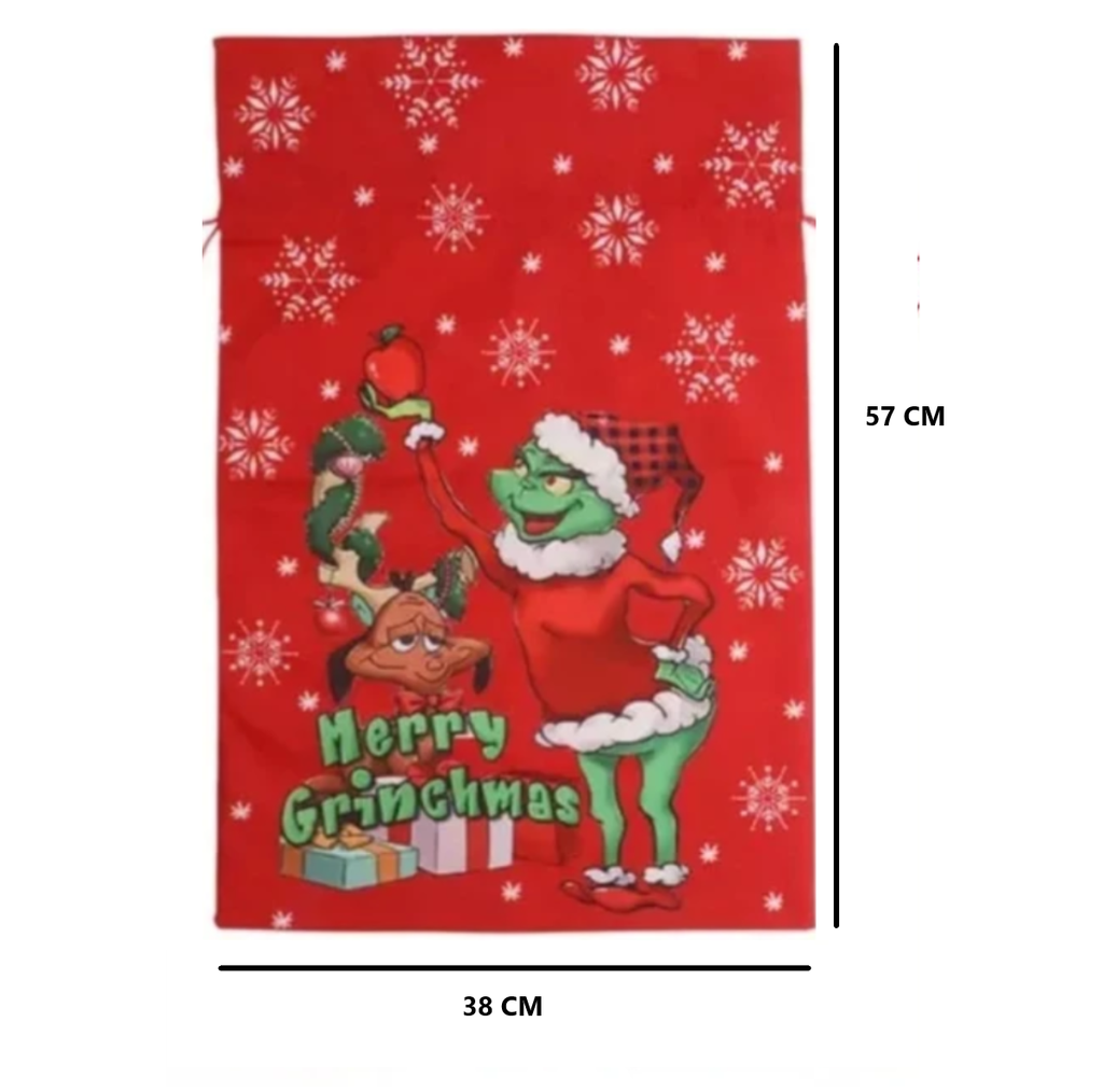 Costal Navideño Tipo Morral Para Regalos Merry Grinchmas