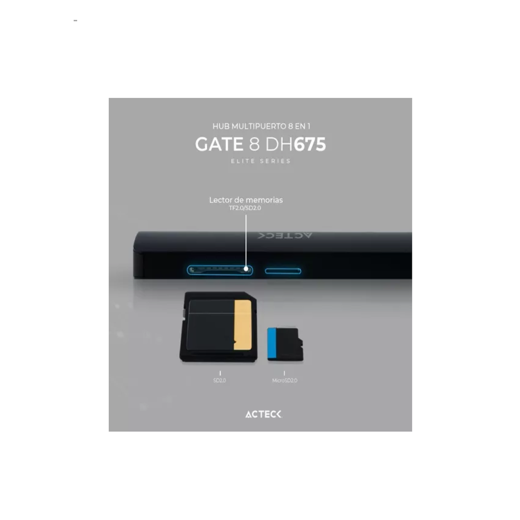 Hub Usb C 8 En 1 Gate 8 Dh675 4k Hdmi + Ethernet Drop