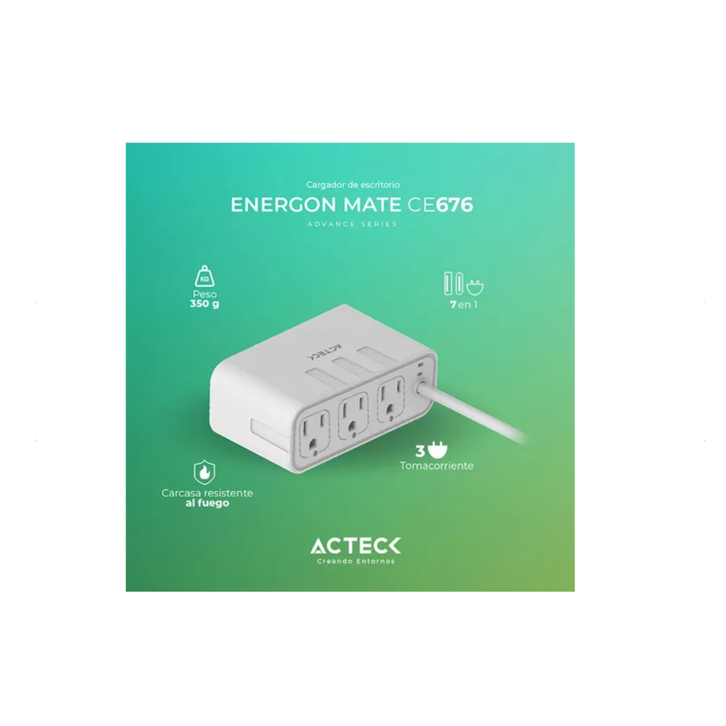 Cargador De Escritorio Acteck Energon Mate Blanco Ce676 Drop