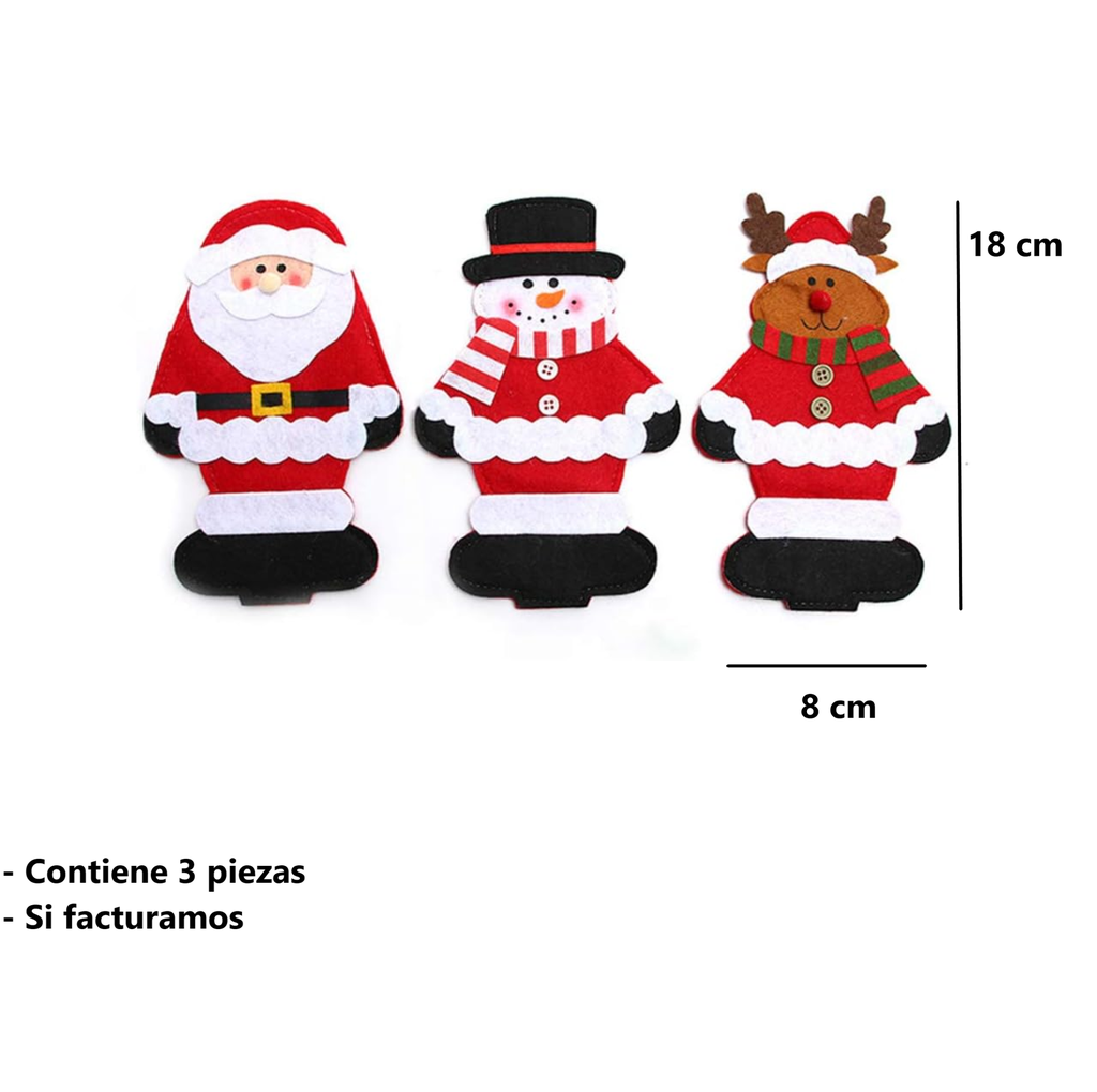 Porta Cubiertos Mono De Nieve Navideño Para Cenas