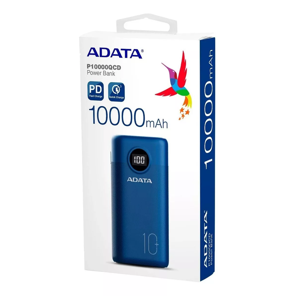 Adata Power Bank Pt100 Bateria Portatil 10000ma Azul Drop