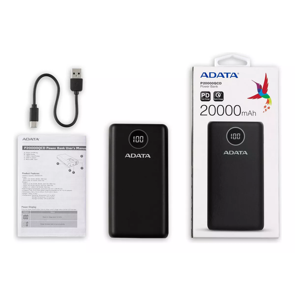 Adata Power Bank Celular Digital 20000mah Negro Drop