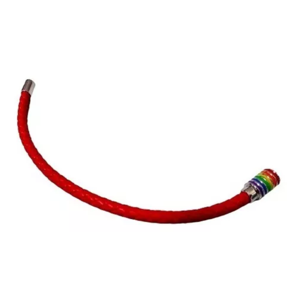 Pulsera Orgullo Lgbt Cierre Con Iman Rojo Trenzada