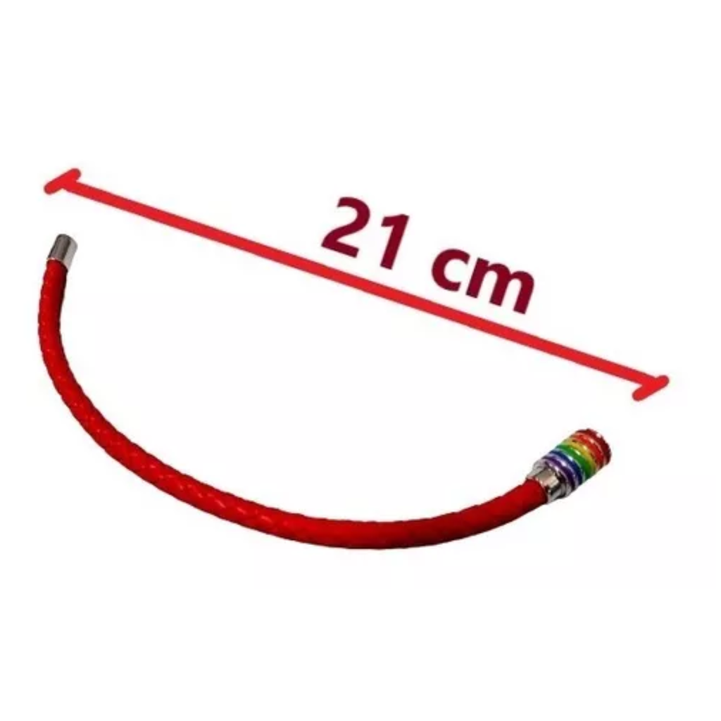 Pulsera Orgullo Lgbt Cierre Con Iman Rojo Trenzada