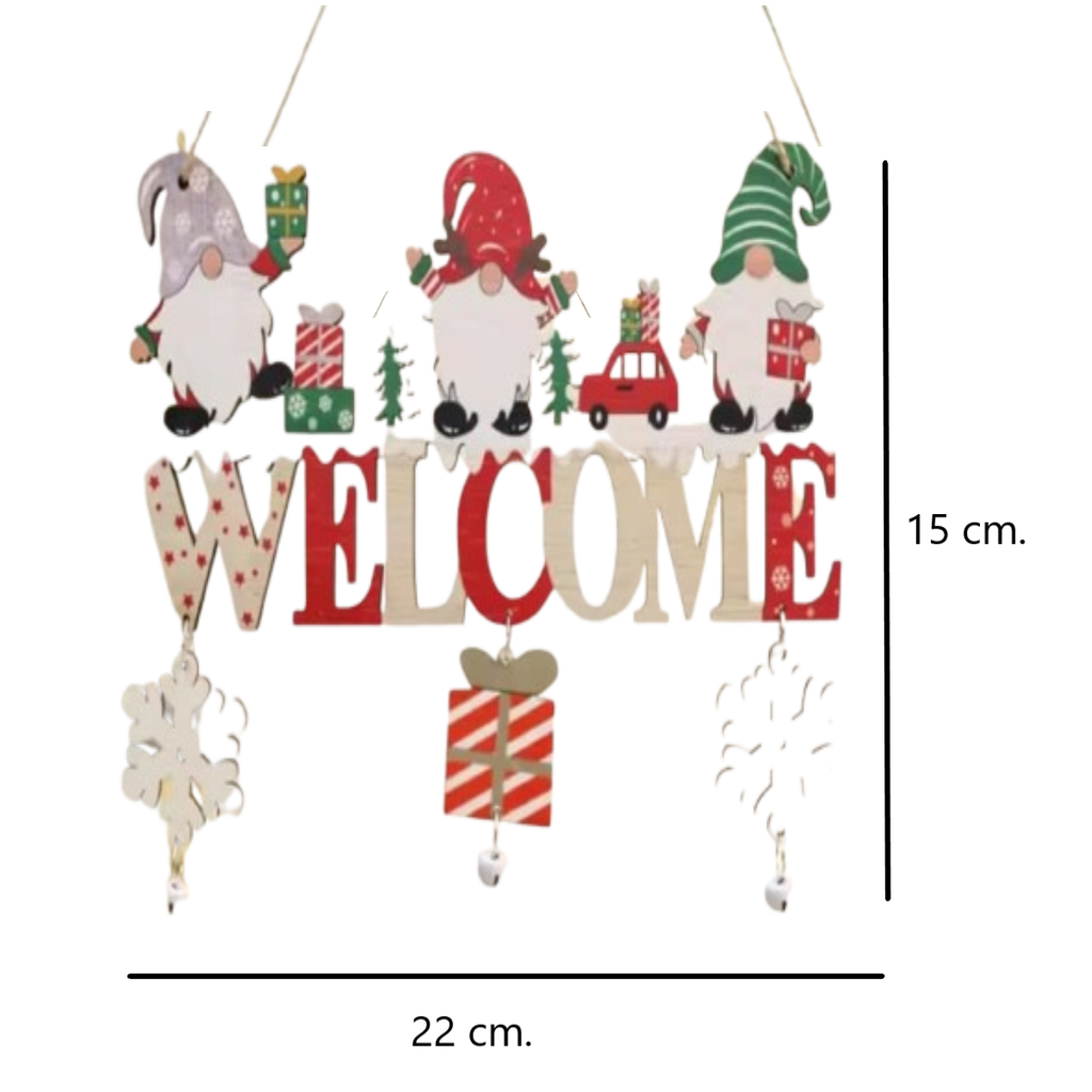 Colgante De Madera Decoración Navideña Welcome