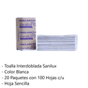 Toalla Interdoblada Blanca Sanilux 20/100 Pzas. Drop