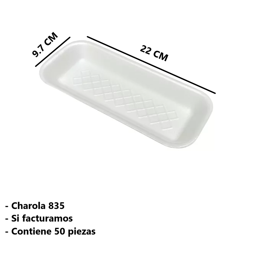 Charola 50 Piezas Modelo 835 Plato Desechable Drop