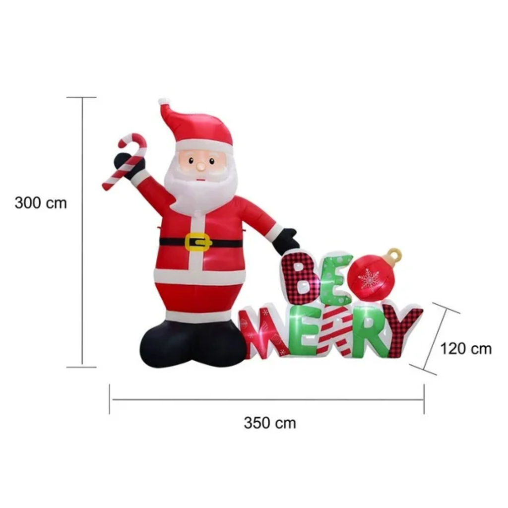 Santa Claus Inflable Navideño Con Luces Led 3 Metros Drop
