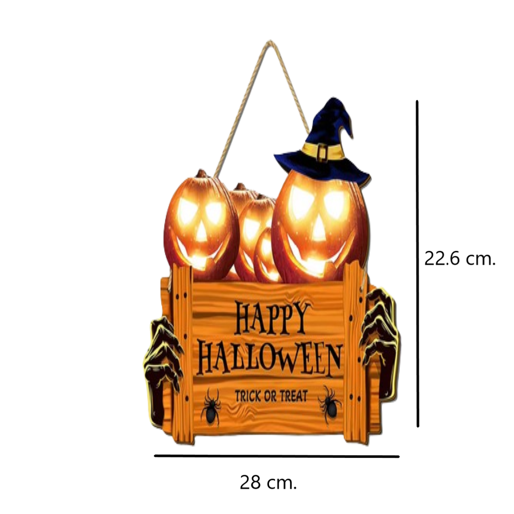 Letrero De Madera Feliz Halloween, Calabazas
