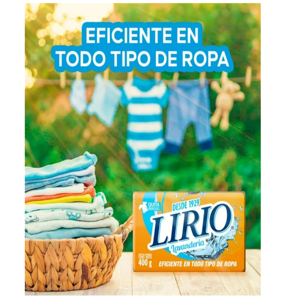 Jabón en Barra Lirio Clásico 12 Piezas de 400 g. Drop