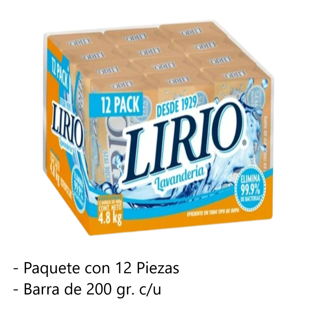 Jabón en Barra Lirio Clásico 12 Piezas de 400 g. Drop