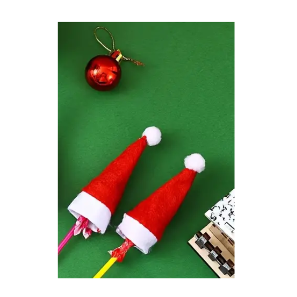 Adornos Navideños Para Cubiertos 2 Piezas Mini Gorrito Rojo