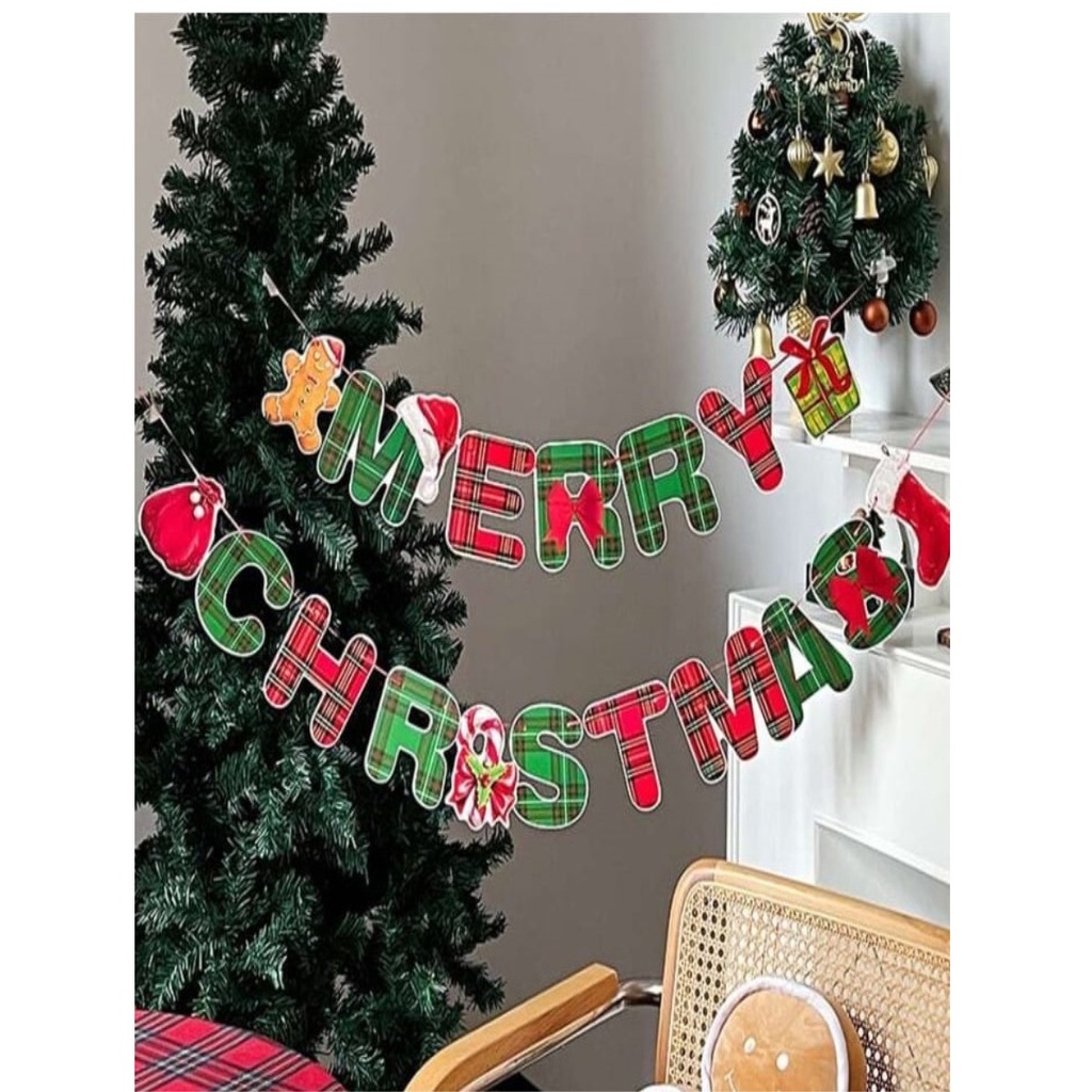 Banner Merry Christmas A Cuadros