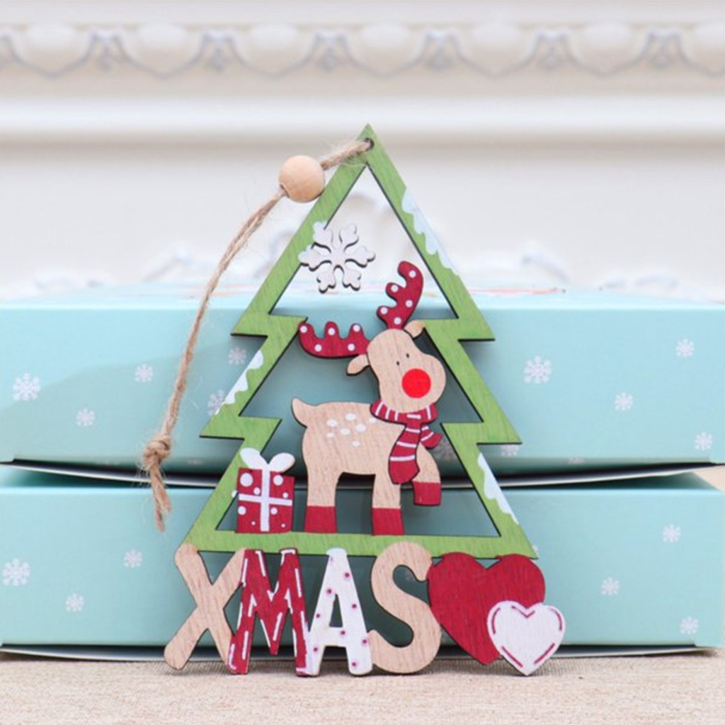 Pino De Madera Colgante Adorno De Navidad Reno