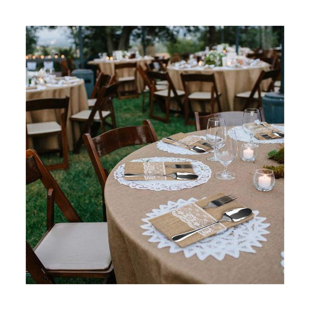 Porta Cubiertos Natural Hessian Burlap 5 Piezas