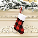 Mini Bota Navideña Adorno Para Tu Navidad Cuadros Rojos Y Negro